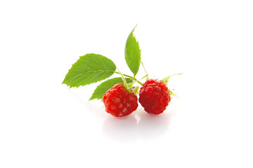 fresh ripe raspberries isolated on a white background