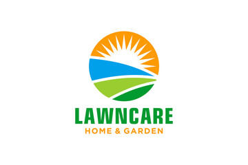 Landscape logo design for lawn vector template