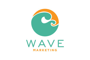 Wave icon and water drop vector template