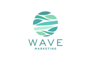 Wave icon and water drop vector template