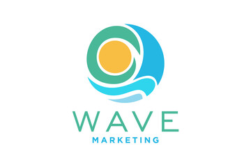 Wave icon and water drop vector template