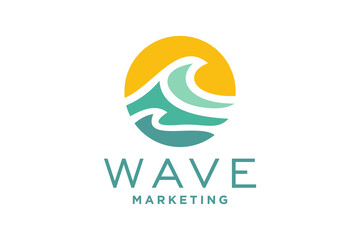 Wave icon and water drop vector template