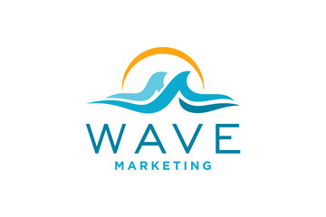 Wave icon and water drop vector template
