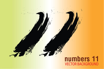 numbers 11 written with a brush vector, 11 Years Anniversary Celebration Vector Template, 11 number logo design, 11th birthday, Black Lettering Numbers brush drawing hand drawn sketch, black number,