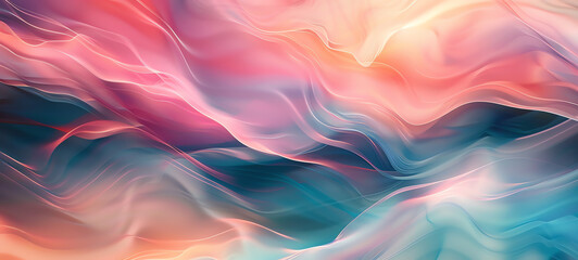 Fototapeta premium Subtle distortion in abstract art, gentle wave patterns, soft colors, top view, showcasing refined digital aesthetics, digital tone, vivid color scheme.