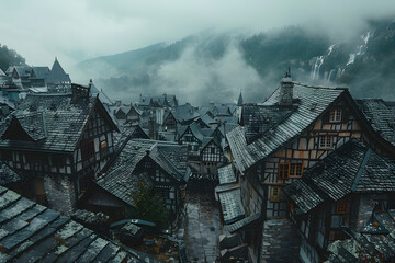 Obraz premium Medieval house in a medieval city