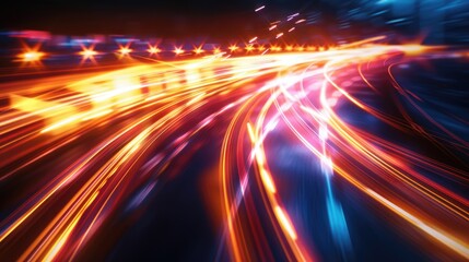 Dynamic high-speed data network with slick, glossy, and glowing lines of light