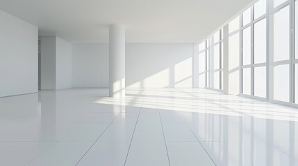 Abstract minimalist design with smooth white architectural forms and large empty spaces.