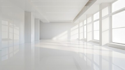 Abstract minimalist design with smooth white architectural forms and large empty spaces.