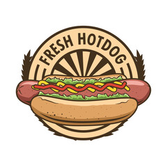 Fresh Hotdog Logo Design Template