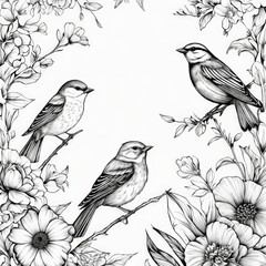 Small bird is perched on leafy branch