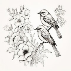 Small bird is perched on leafy branch