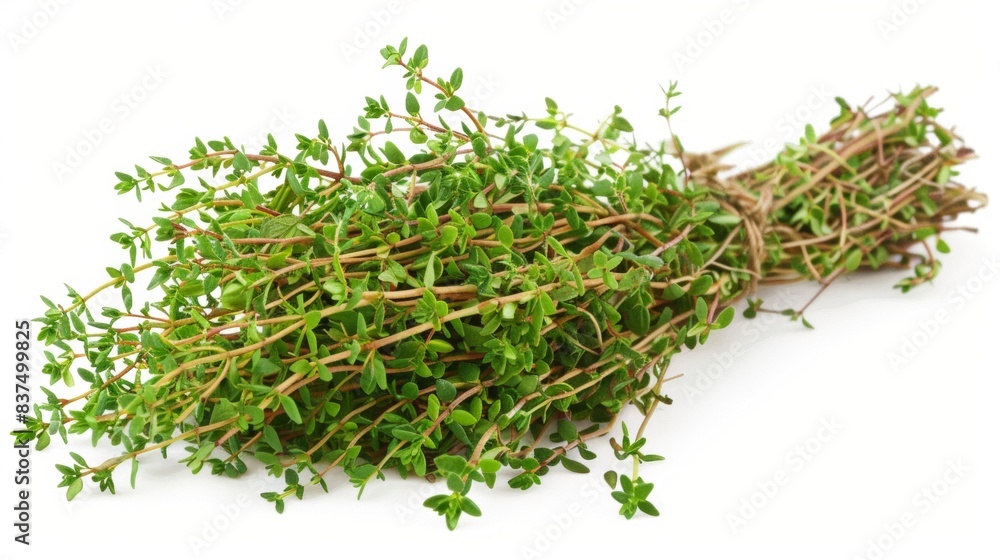 Wall mural bunch of fresh thyme isolated on white background. clean fresh vegetables concept for deisgner