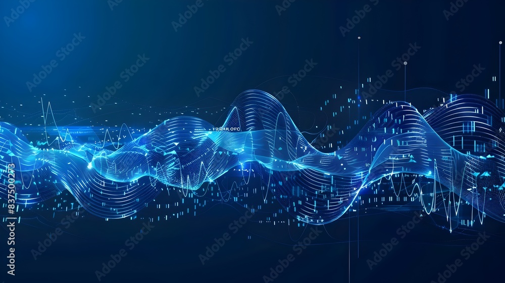 Poster futuristic digital data wave visualization abstract tech background
