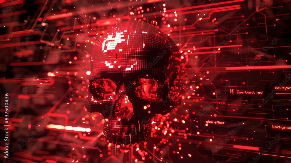 Poster captivating digital explosion of luminous fractals and shimmering particles in glitched neon glow