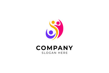 people together community teamwork logo design vector colorful flat style