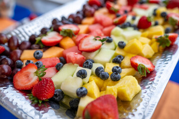 Fruit tray at breakfast 