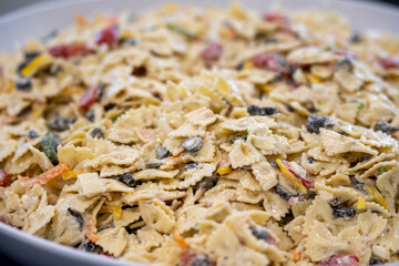 Macaroni salad pasta salad ready to be served.