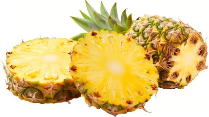 sweet fresh pineapple chunk solated on white background. food fruit healthy concept