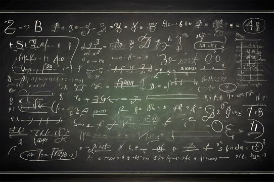 Academic Blackboard Background with Chalk-Written Math Equations and Formulas for High School and College Themes