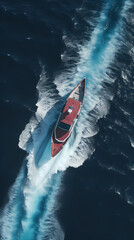 Fototapeta premium Aerial view of a luxury speedboat