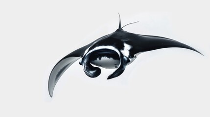 graceful manta ray gliding through isolated on white background. animal wild life for designer ads