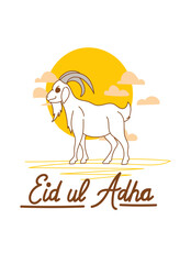 Doodle Muslim holiday Eid al-Adha. the sacrifice a ram or white and black sheep. graphic design decoration kurban bayrami. month lamb and a lamp.Translation from Arabic: Eid al-Adha