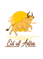 Doodle Muslim holiday Eid al-Adha. the sacrifice a ram or white and black sheep. graphic design decoration kurban bayrami. month lamb and a lamp.Translation from Arabic: Eid al-Adha