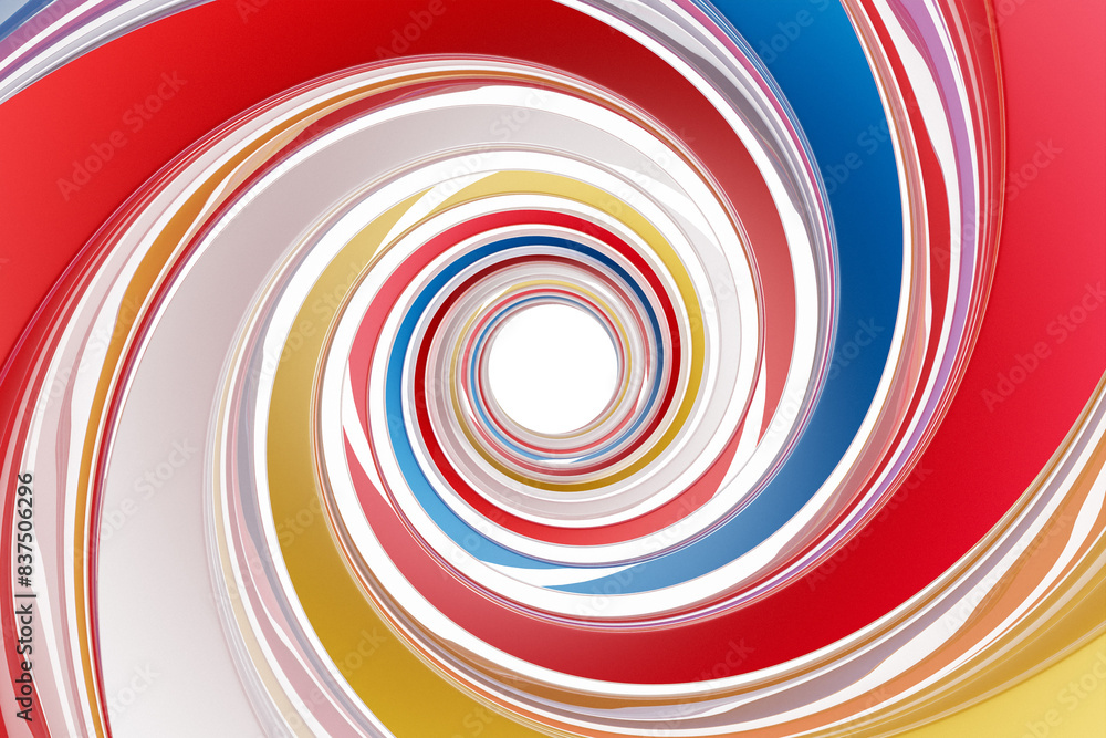 Poster 3d rendering abstract colorful round fractal, portal. colorful round spiral.
