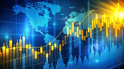 Stock Market Data And Graphs With A World Map In The Background.