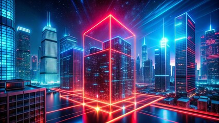 City Of The Future With Skyscrapers Reaching For The Stars