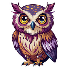 Obraz premium adorable psychedelic owl, fantasy colorful cubism, isolated on transparent background