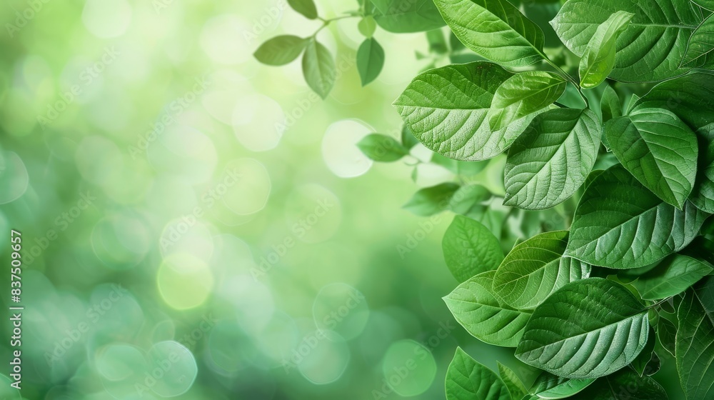 Aufkleber green leaves with soft bokeh background - fresh green leaves fill the frame with a soft bokeh effect