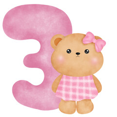 Number with teddy bear.