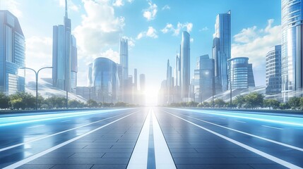 Fototapeta premium Futuristic Cityscape with Modern Skyscrapers and Roads