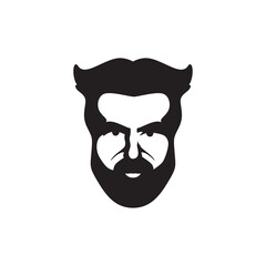 beard men masculine cool stylish modern logo design vector