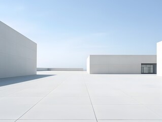 Obraz premium Minimalist Concrete Architecture in an Empty Parking Lot