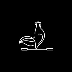 rooster crowing livestock concept line logo design vector