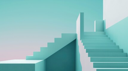 Fototapeta premium Minimalist Architecture Desktop Wallpaper: Abstract Colorful Cubes, Lines, and Negative Space in Monochrome Hues