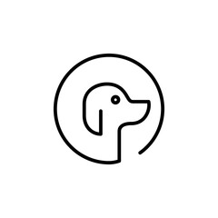 dog circle cute animal line logo design vector