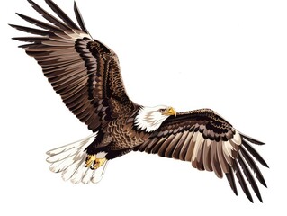Fototapeta premium Majestic Bald Eagle Soaring Through the Sky