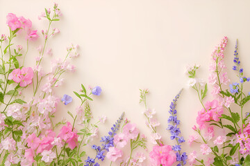 spring background with flowers and butterflies