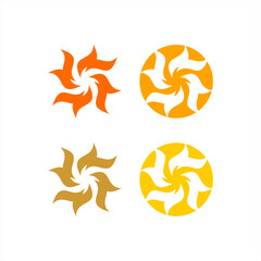 sun icon design collection, sun logo set, sun logo symbol, light, orange, power, heat, life