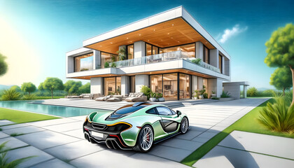 car in front of a house