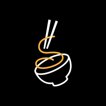 recommend clip art: ramen bowl japanese food line logo design vector