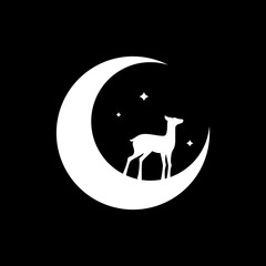 moon deer animal beauty modern logo design vector