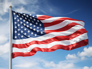 Obraz premium Generous american flag on the blue sky