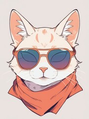 cool rebel cat using scarf and sunglasses