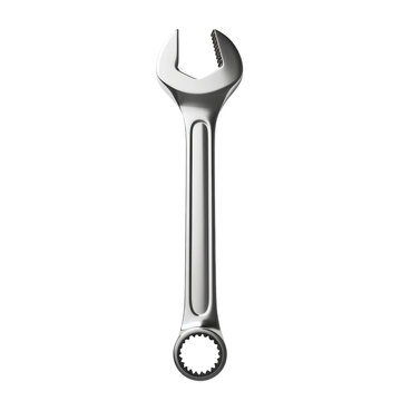Shiny metal wrench isolated on transparent background. Perfect for projects related to tools, construction, and mechanical work.