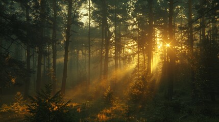 Obraz premium Sunlight in the Pine Forest